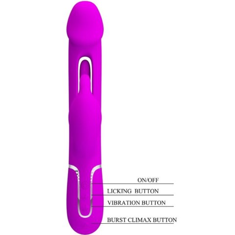 PRETTY LOVE - Kampas Rabbit 3 in 1, multifunction vibrator with tongue violet Baile - Boys of Toys Sp. z. o.o. (dystrybutor)
