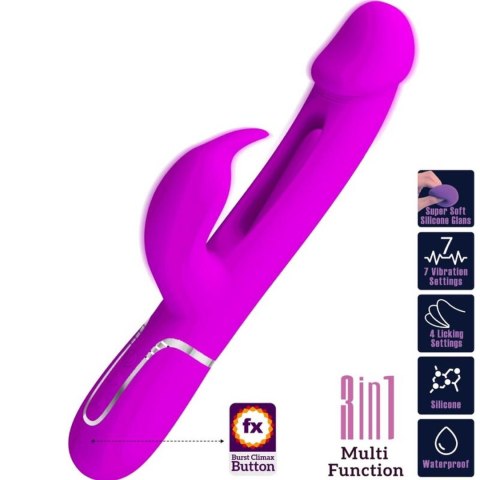PRETTY LOVE - Kampas Rabbit 3 in 1, multifunction vibrator with tongue violet Baile - Boys of Toys Sp. z. o.o. (dystrybutor)