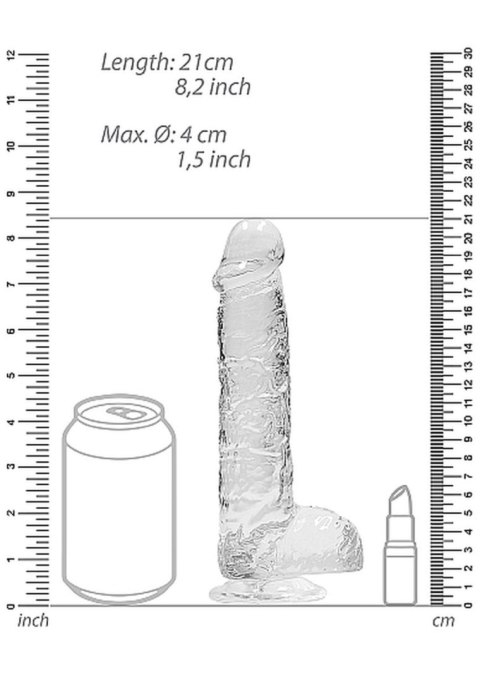 8"" / 20 cm Realistic Dildo With Balls - Transparent SHOTS