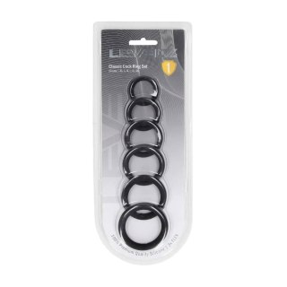 Classic Silicone Cockring Set of 6 - Black Levelz