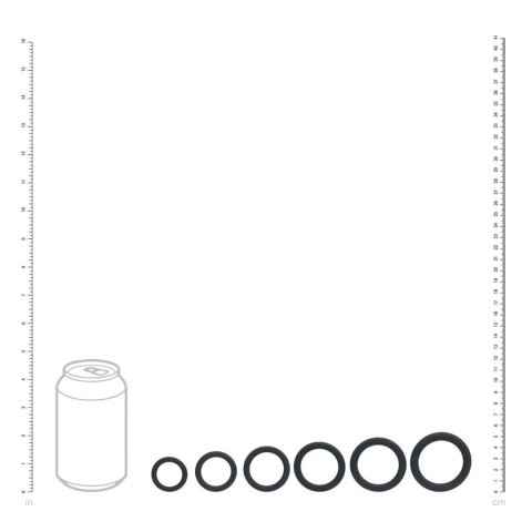 Classic Silicone Cockring Set of 6 - Black SHOTS