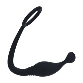 Silicone Cockring with Prostate Stimulator - S - Black Levelz