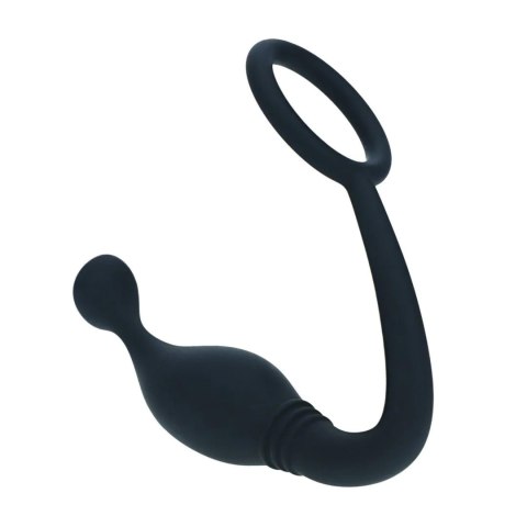 Silicone Cockring with Prostate Stimulator - S - Black SHOTS