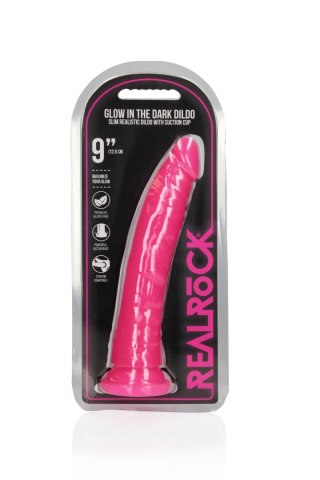 Slim Realistic Dildo with Suction Cup - Glow in the Dark - 9'' / 22,5 cm SHOTS
