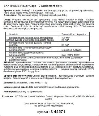 Supl.diety-eXXtreme power caps 1x2 stk. HOT Productions & Vertriebs GmbH