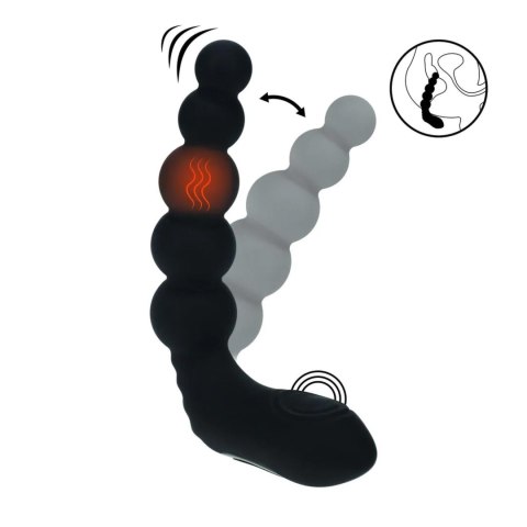 Vibrating Heating Bendable Tapping Beaded Silicone Prostate Stimulator - Black Levelz by Shots