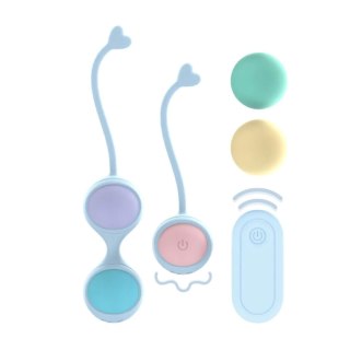 Vibrating and 5 Weight Interchangeable Kegel Kit with Remote Control - Purple SHOTS