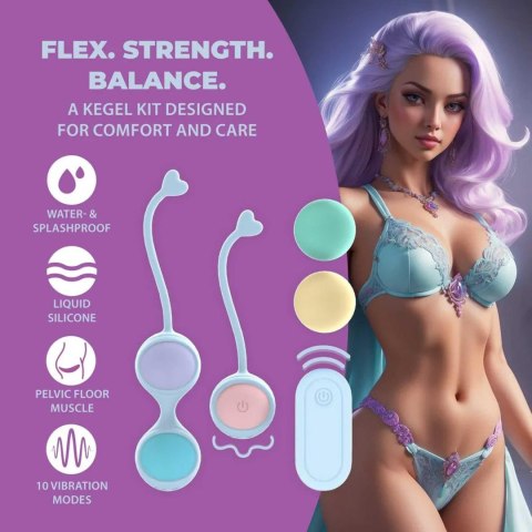 Vibrating and 5 Weight Interchangeable Kegel Kit with Remote Control - Purple SHOTS