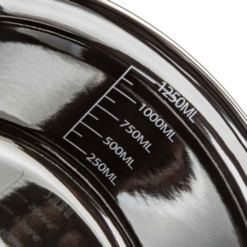 GARNEK EMALIOWANY 18cm 1,3L Z POKRYWĄ BANQUET METALLIC BLACK Banquet