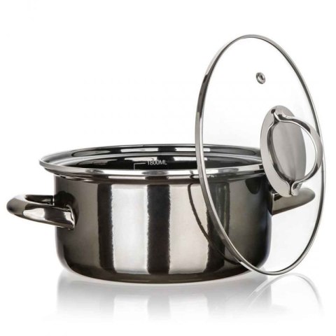 GARNEK EMALIOWANY 22cm 3,7L Z POKRYWĄ BANQUET METALLIC BLACK Banquet