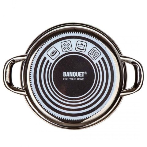 GARNEK EMALIOWANY 22cm 3,7L Z POKRYWĄ BANQUET METALLIC BLACK Banquet