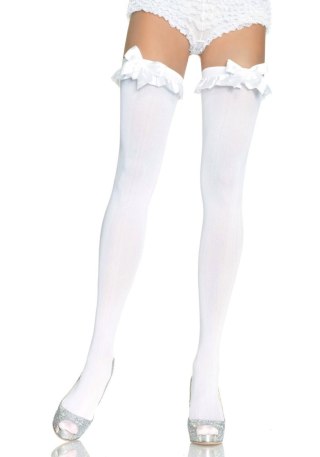 Opaque Thigh Highs With Bow White SCALA