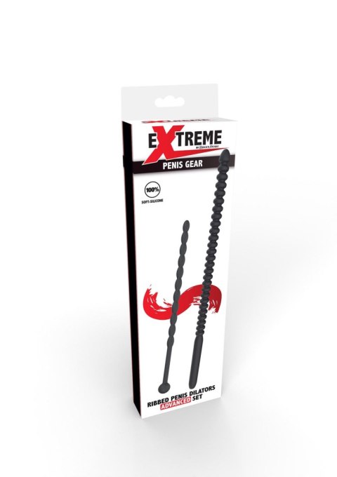 Ribbed Penis Dilator Set 2 pcs Black SCALA