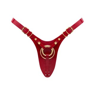 LEATHERETTE HARNESS FABULOUS - ONE SIZE - RED GLOSSY Strap-on-me