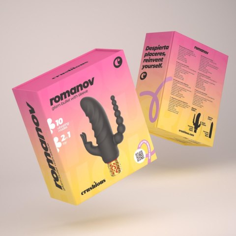 Mini wibrator Crushious Romanov z silikonową nakładką 13 cm Crushious