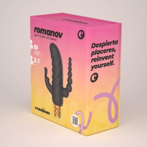 Mini wibrator Crushious Romanov z silikonową nakładką 13 cm Crushious