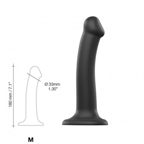 SEMI-REALISTIC DUAL DENSITY BENDABLE DILDO BLACK - M Strap-on-me