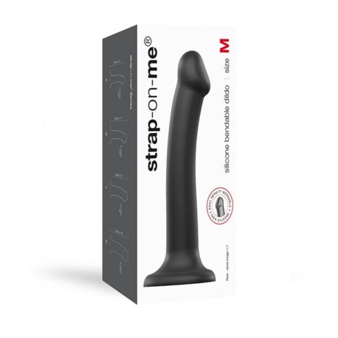 SEMI-REALISTIC DUAL DENSITY BENDABLE DILDO BLACK - M Strap-on-me