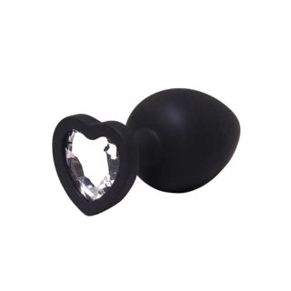 Silikonowy korek analny Fantasy czarny z sercem i diamentem 8 cm Fantasy