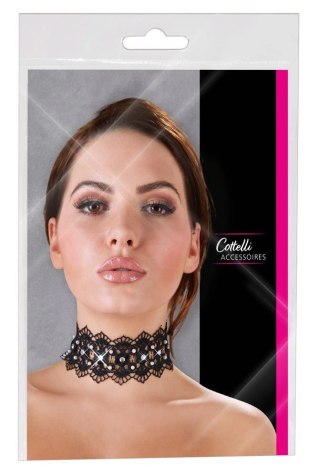 Haftowany choker Cottelli ACCESSOIRES czarny z perełkami i dżetami Cottelli ACCESSOIRES