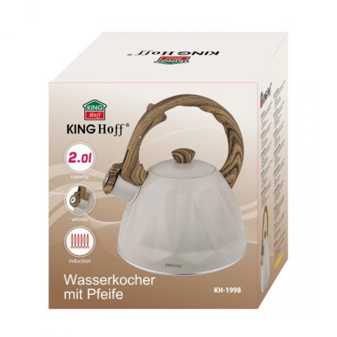 CZAJNIK 2L Z GWIZDKIEM KINGHOFF KH-1998 BEŻOWY MAT Kinghoff
