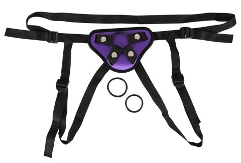 Uprząż do strap on You2Toys z trzema pierścieniami fioletowo czarna You2Toys