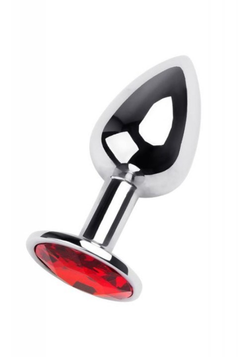 Silver anal plug TOYFA Metal,with a red gem Boss of toys