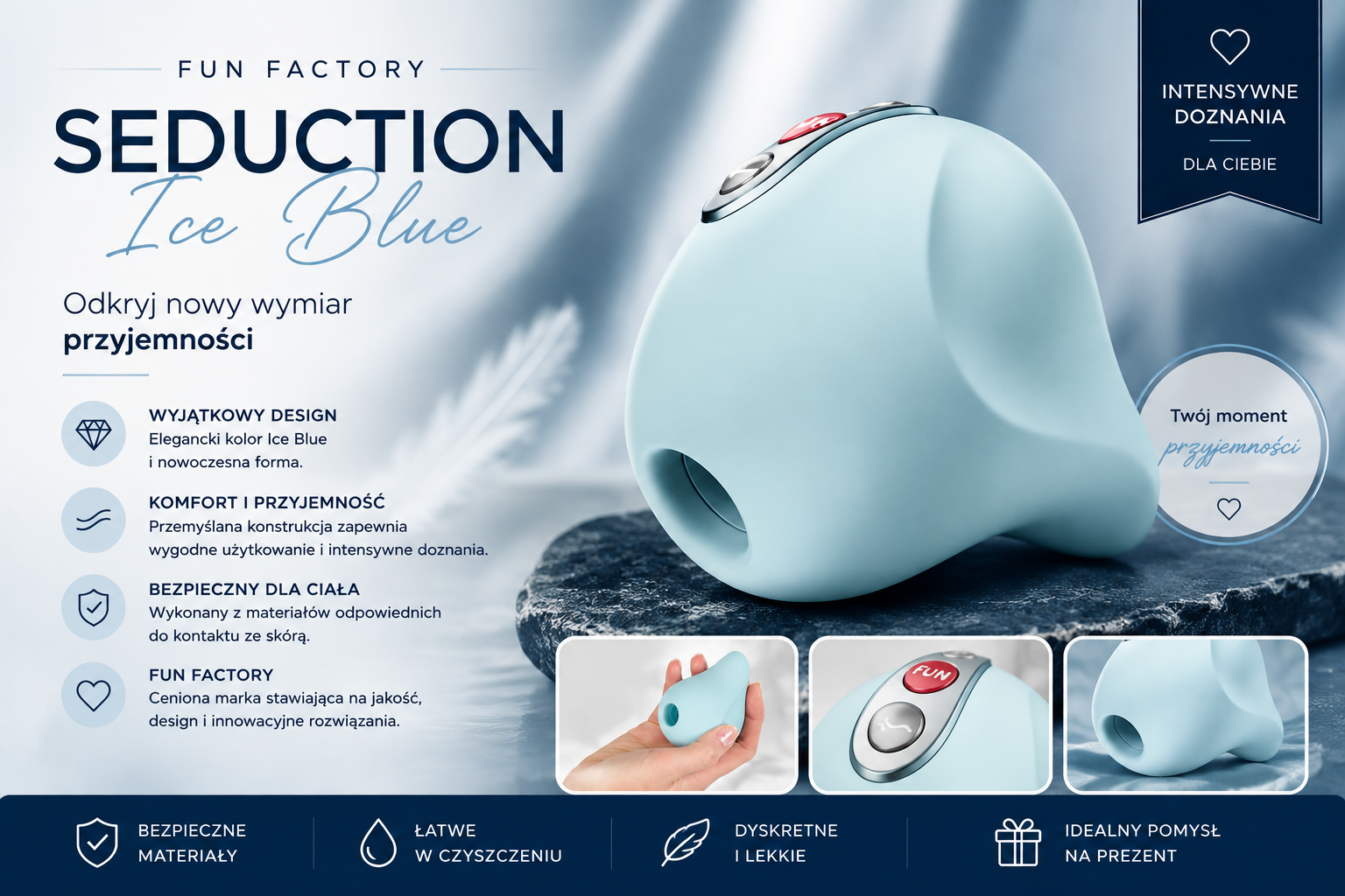 Seduction Ice Blue Fun Factory – produkt intymny w kolorze błękitnym